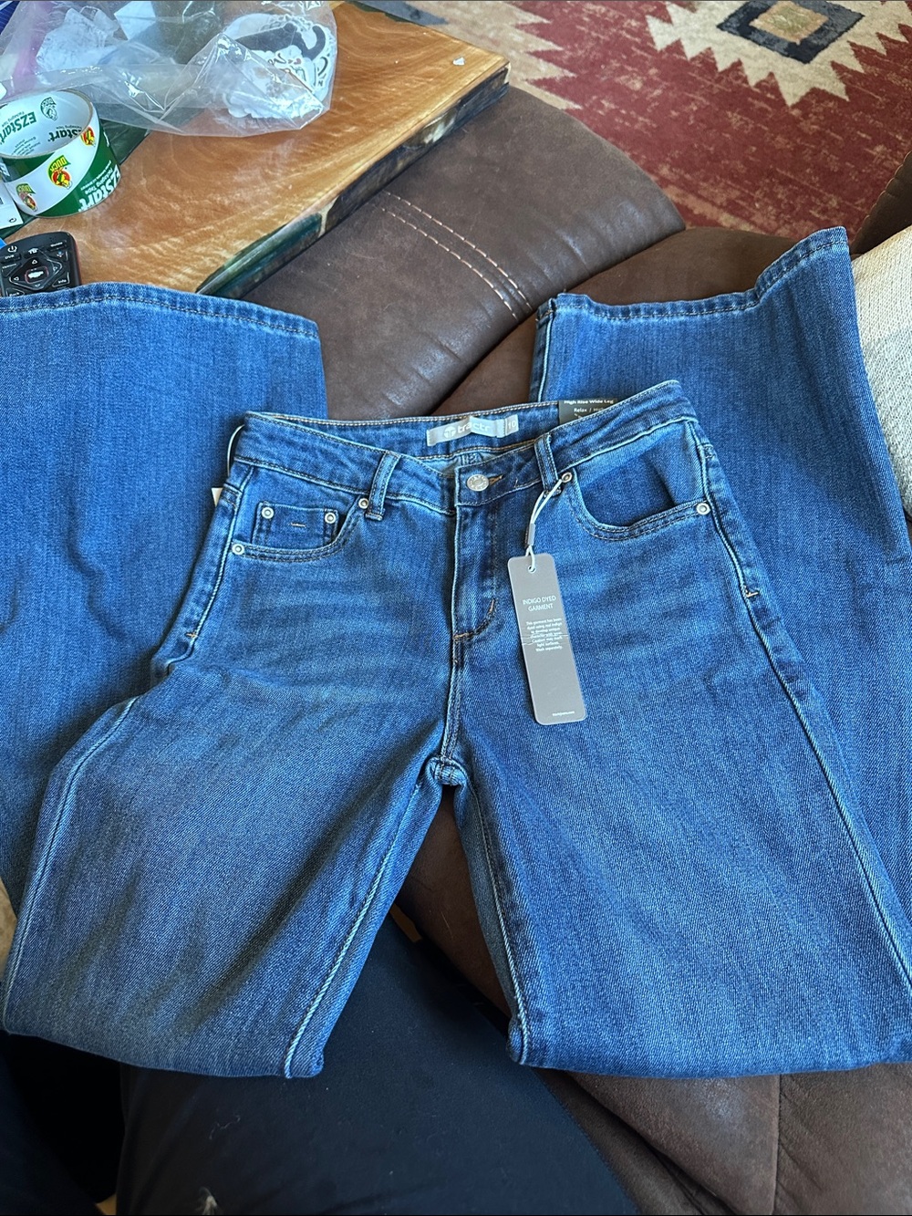 Tractr Kids Medium Blue high rise wide leg Jeans with Tags